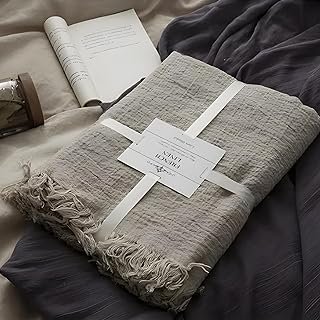 100% Pure Linen Blanket,100% Natural Flax Linen Throw Blanket, 79