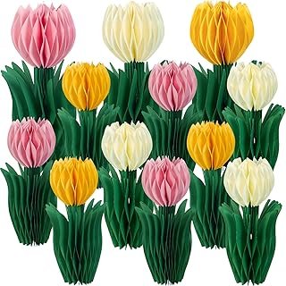 12 Pcs Tulip Honeycomb Decorations, Spring Decorations for Office, Table...
