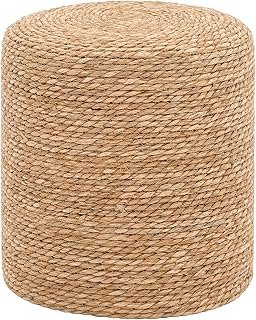 16'' Round Ottoman Natural Seagrass Braided Poof Hand Weaving Round Otto...