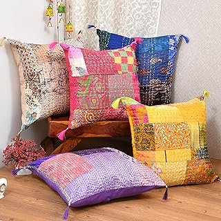 18X18 Indian Ethnic Bohemian Set of 5 Decorative Colorful Square for Sof...
