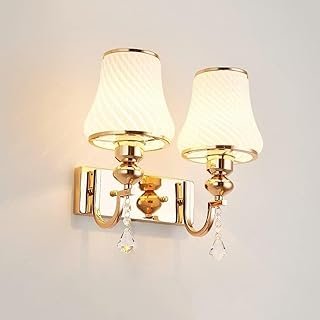 American Rustic Crystal Wall Lamp Modern Wall Sconce with Glass Shade Be...