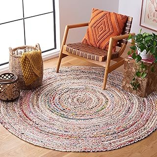 SAFAVIEH Area Rug 4' Round - Cape Cod Collection - Beige & Multi, Handma...