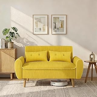 Shintenchi 48'' Loveseat Sofa, Mid-Century Modern Upholstered Couch Deep...