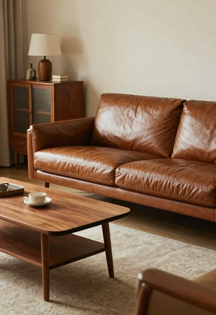 25 CB2 Living Room Ideas Worth Stealing Right Now - 19. Mid-Century Modern Finishes 1