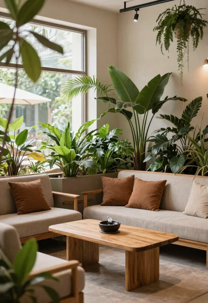 25 Comfortable Lounge Ideas to Create Your Dream Space - 12. Nature-Inspired Decor 1