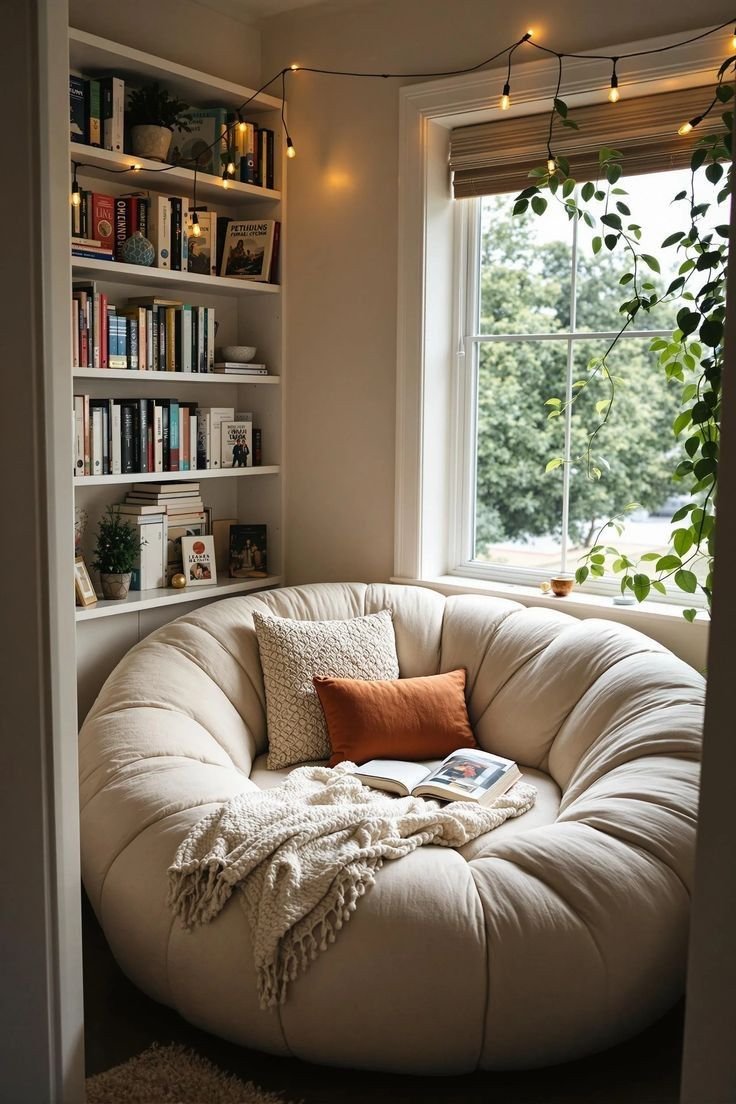 25 Comfortable Lounge Ideas to Create Your Dream Space - 14. Indoor Reading Bench 1