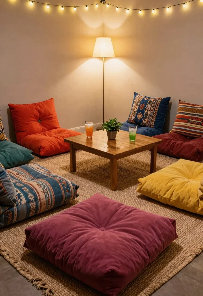 25 Comfortable Lounge Ideas to Create Your Dream Space - 2. Plush Floor Cushions 1