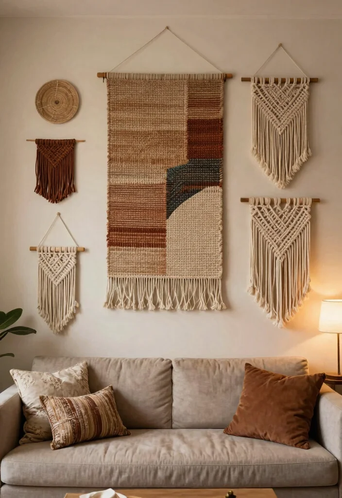 25 Comfortable Lounge Ideas to Create Your Dream Space - 5. Textured Wall Hangings 1