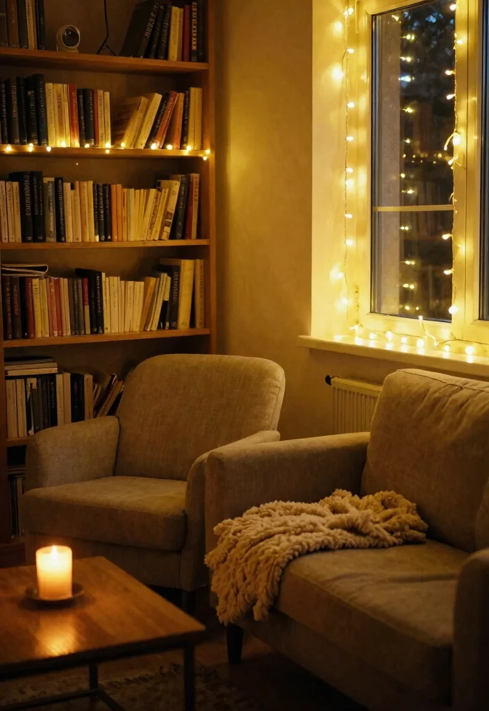 25 Comfortable Lounge Ideas to Create Your Dream Space - 7. Ambient Fairy Lights 1