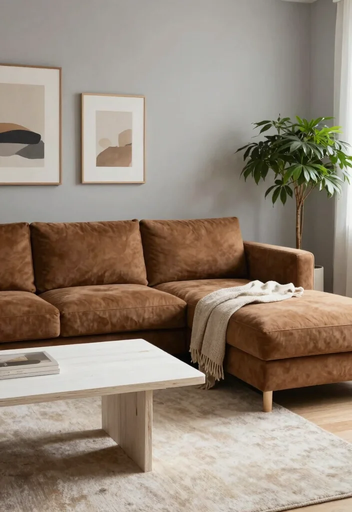 25 Contemporary Brown Sectional Sofa Ideas to Copy - 1. Minimalist Elegance 1