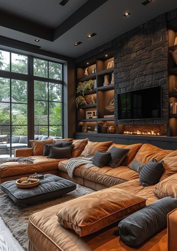 25 Contemporary Brown Sectional Sofa Ideas to Copy - 17. Industrial Edge 1