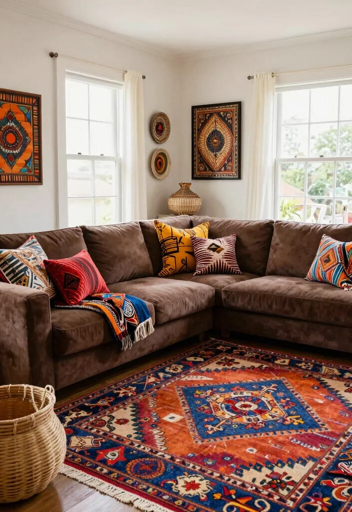 25 Contemporary Brown Sectional Sofa Ideas to Copy - 22. Global Inspiration 1