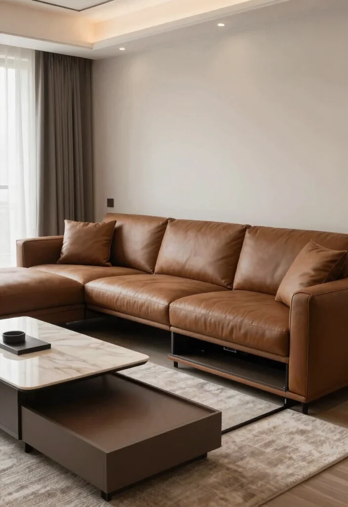 25 Contemporary Brown Sectional Sofa Ideas to Copy - 25. Sophisticated Functionality 1