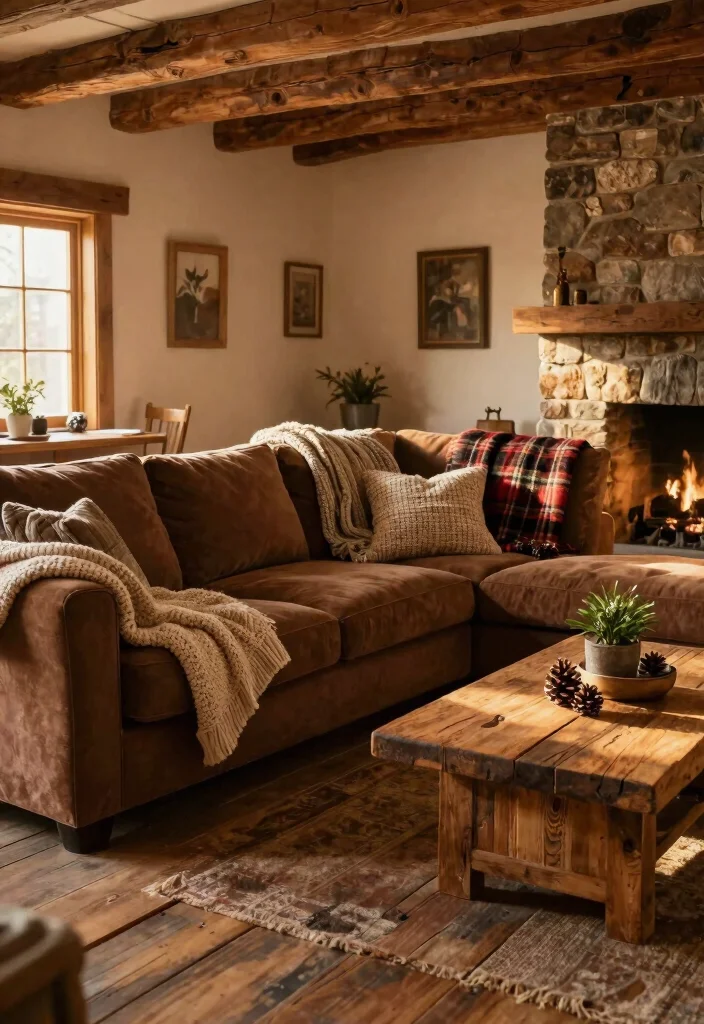 25 Contemporary Brown Sectional Sofa Ideas to Copy - 3. Rustic Charm 1