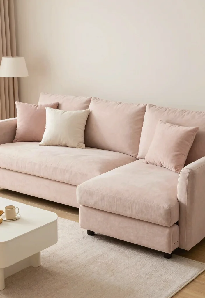 25 Floor Sectional Sofa Ideas for a Low - 11. Soft Color Layering 1