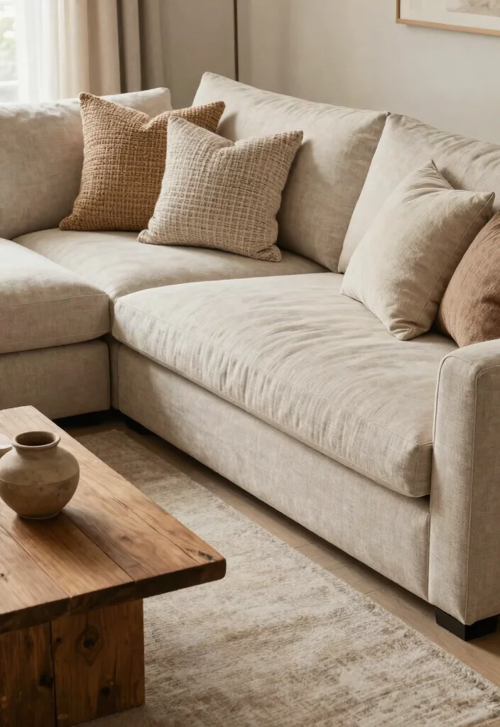 25 Floor Sectional Sofa Ideas for a Low - 13. Textured Neutral Tones 1
