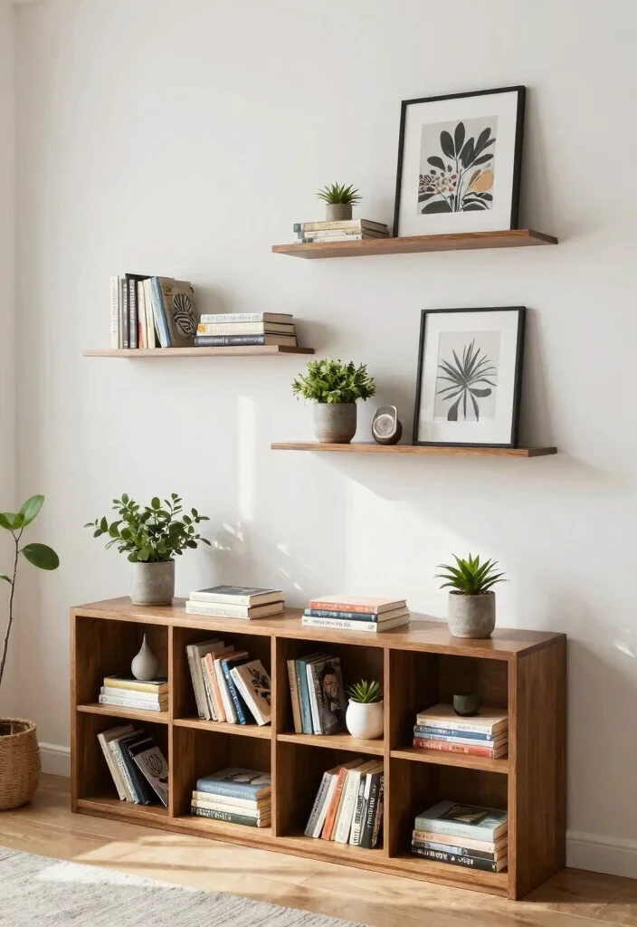 25 IKEA Living Room Bookshelf Ideas That Look Expensive - 10. Floating Shelf Appeal 1