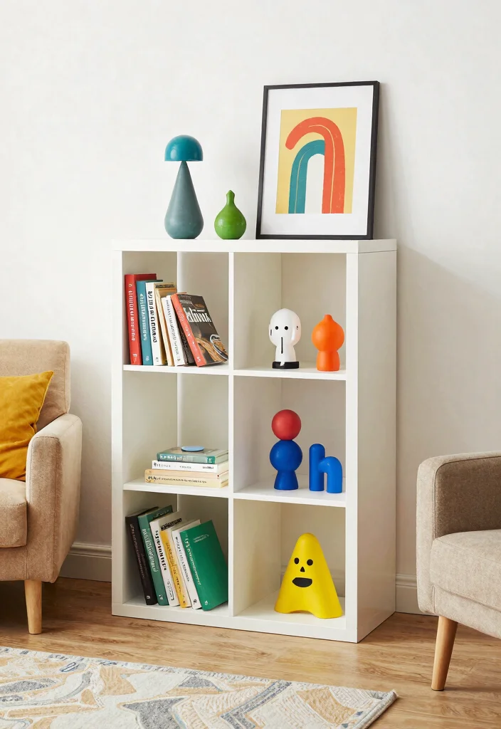 25 IKEA Living Room Bookshelf Ideas That Look Expensive - 15. Whimsical Touches 1