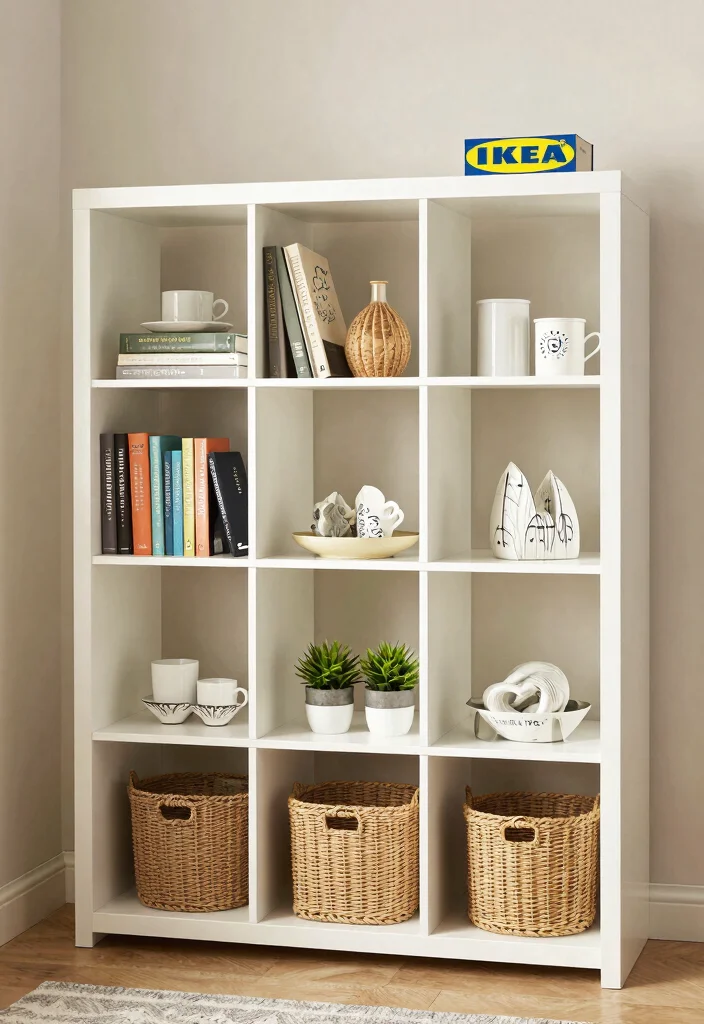 25 IKEA Living Room Bookshelf Ideas That Look Expensive - 18. Functional and Fashionable 1
