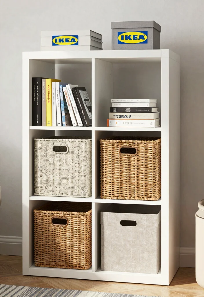 25 IKEA Living Room Bookshelf Ideas That Look Expensive - 24. Chic Storage Solutions 1