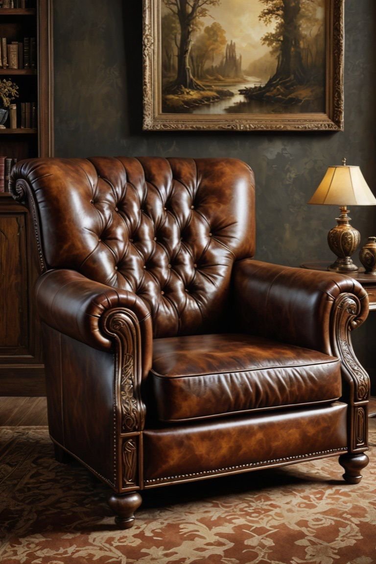 25 Leather Armchair Ideas to Elevate Your Living Room - 1. Classic Vintage Charm 1