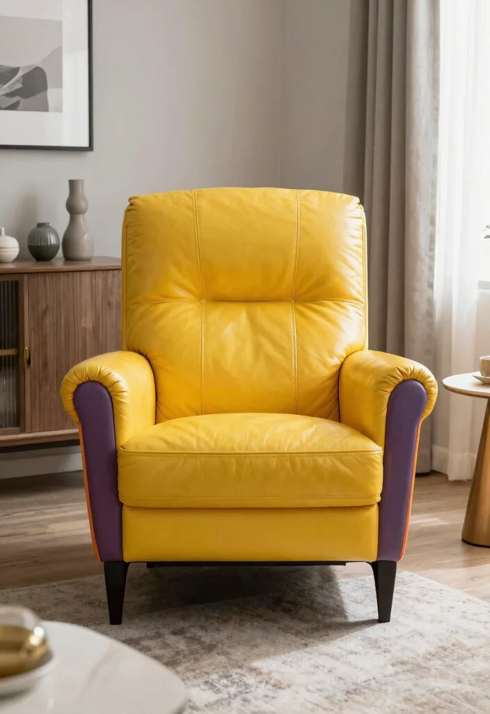25 Leather Armchair Ideas to Elevate Your Living Room - 11. Colorful Leather Accents 1