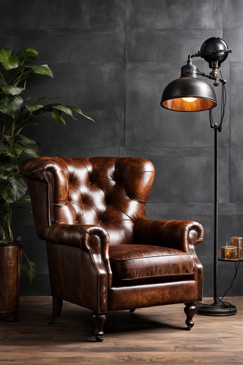 25 Leather Armchair Ideas to Elevate Your Living Room - 20. Glamorous Textured Finishes 1