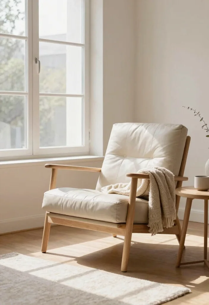 25 Leather Armchair Ideas to Elevate Your Living Room - 4. Scandinavian Simplicity 1