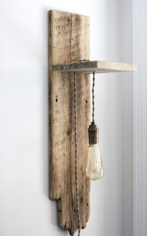 25 Living Room Wall Lamp Ideas for Warm - 17. Minimalist Wooden Wall Lamps 1