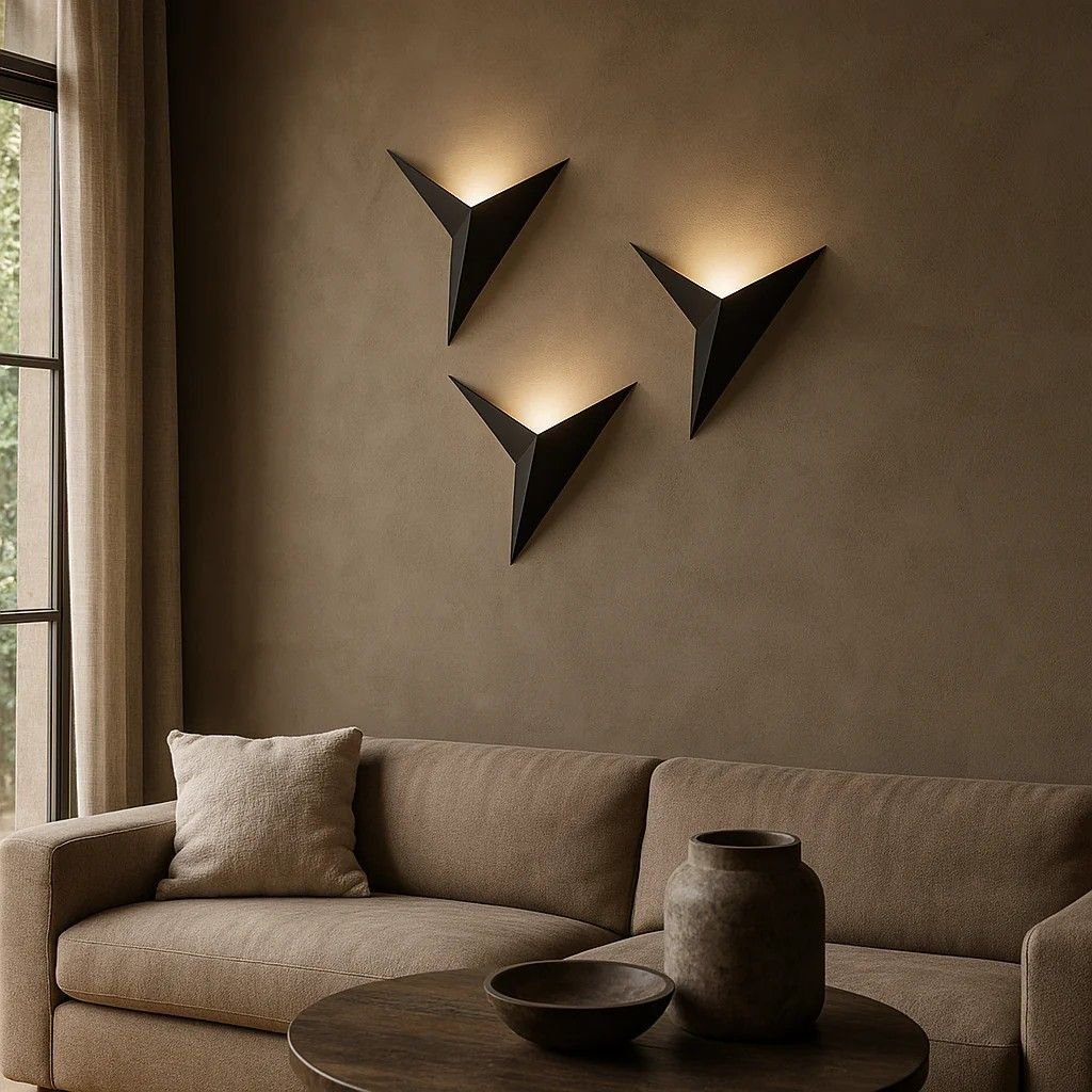 25 Living Room Wall Lamp Ideas for Warm - 18. Geometric Wall Lamps 1