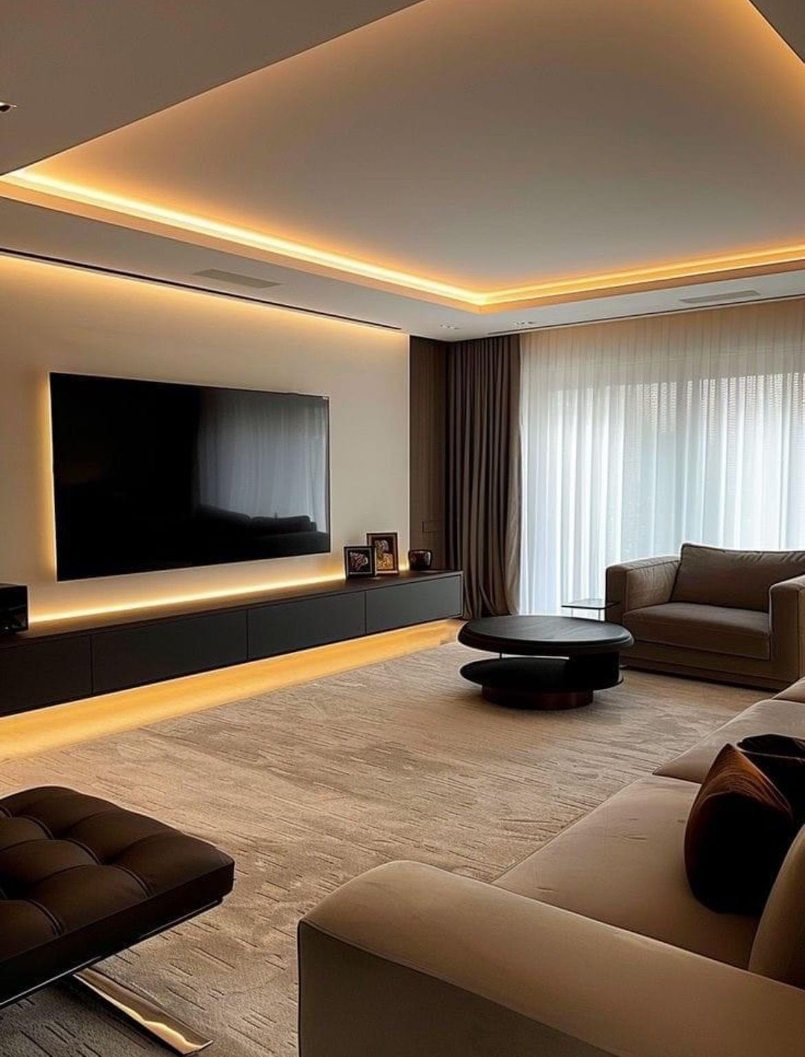 25 Living Room Wall Lamp Ideas for Warm - 23. Customized LED Strip Lighting 1