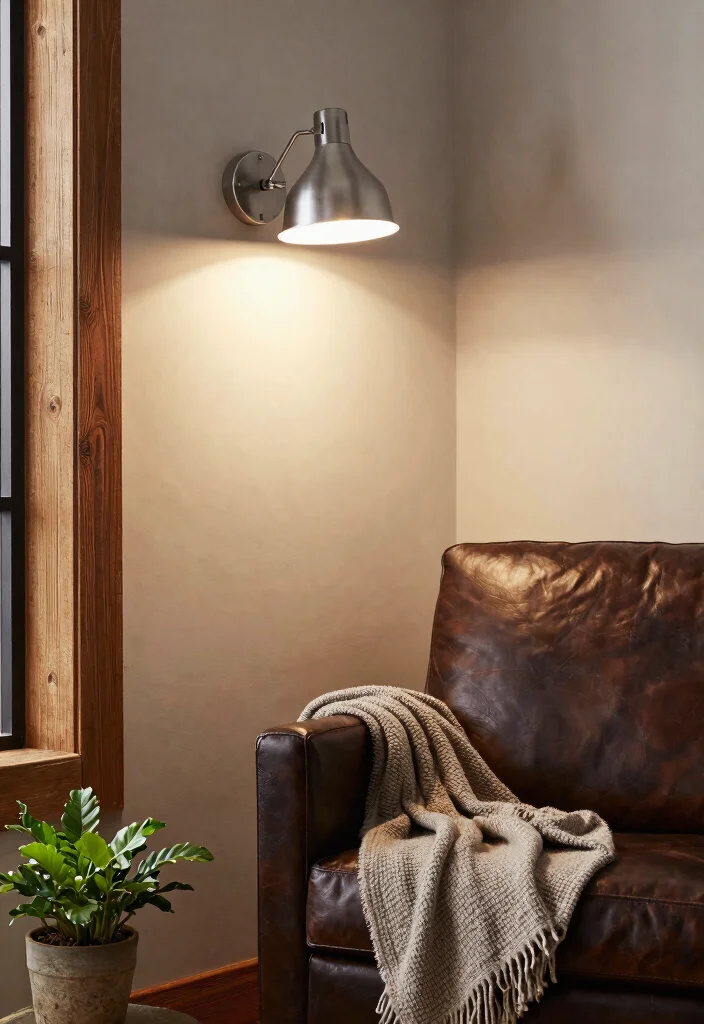 25 Living Room Wall Lamp Ideas for Warm - 3. Industrial-Style Wall Lamps 1