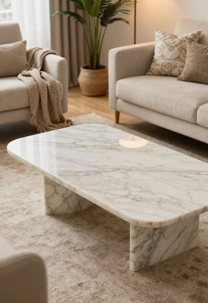 25 Marble Coffee Table Concepts for an Elevated Living Room - 11. Textured Marble Coffee Tables 1