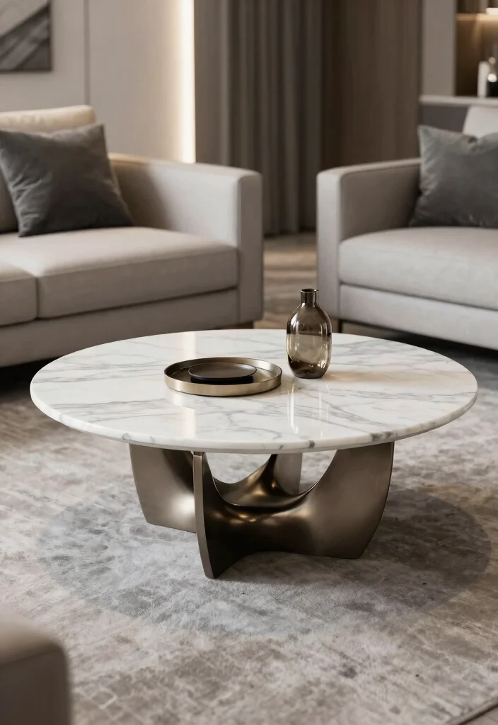 25 Marble Coffee Table Concepts for an Elevated Living Room - 14. Marble Coffee Tables with Artistic Bases 1