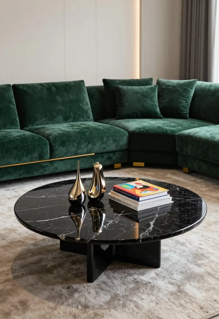25 Marble Coffee Table Concepts for an Elevated Living Room - 2. Bold Veined Marble Table 1