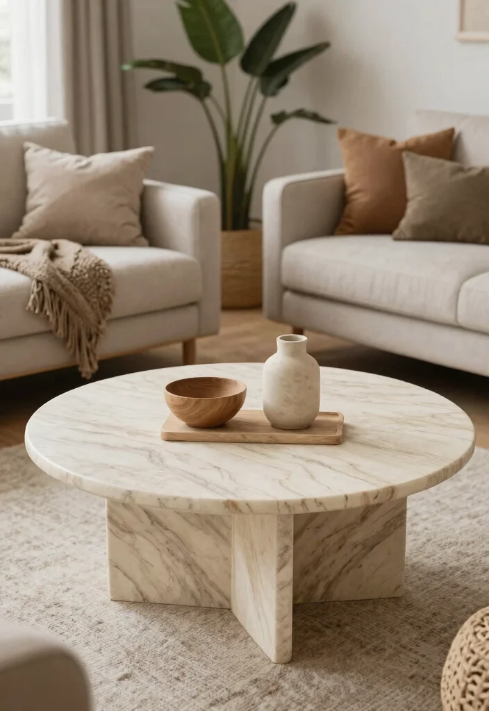 25 Marble Coffee Table Concepts for an Elevated Living Room - 20. Sustainable Marble Coffee Tables 1