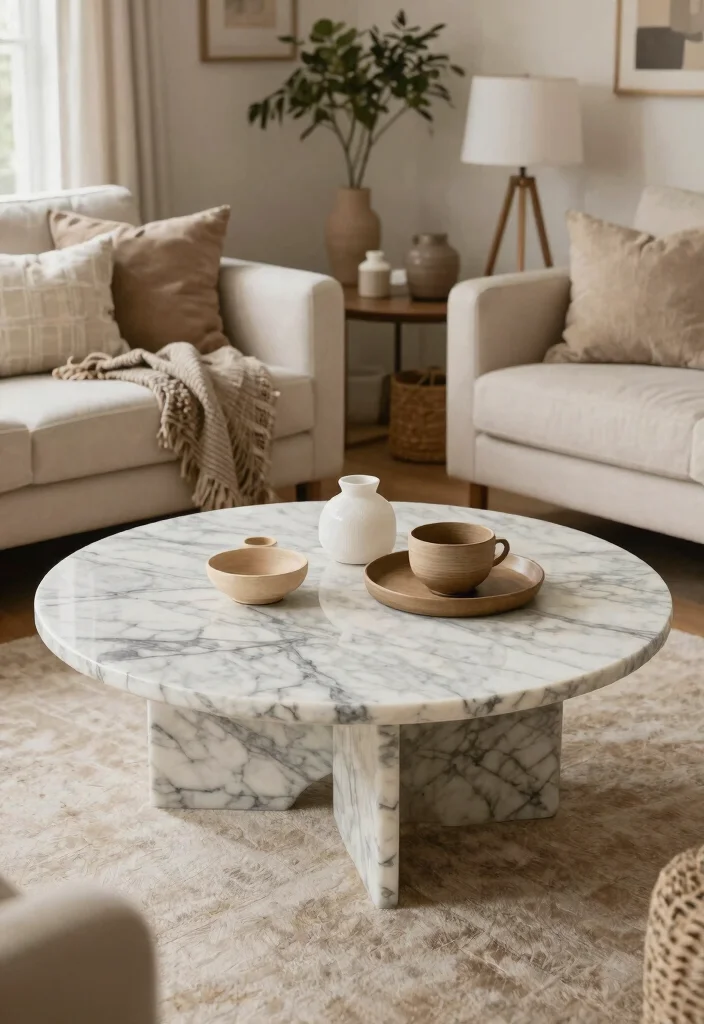 25 Marble Coffee Table Concepts for an Elevated Living Room - 23. Creative Upcycled Marble Coffee Tables 1