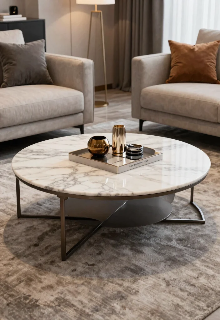 25 Marble Coffee Table Concepts for an Elevated Living Room - 25. Fusion of Marble with Other Materials 1