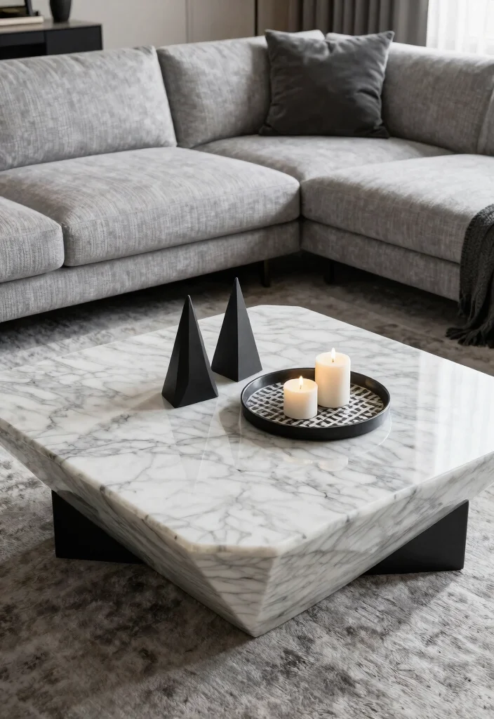25 Marble Coffee Table Concepts for an Elevated Living Room - 4. Geometric Patterns in Marble 1