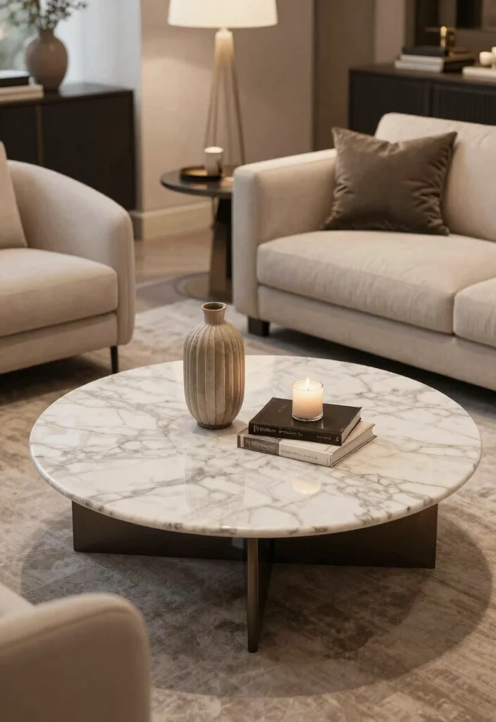 25 Marble Coffee Table Concepts for an Elevated Living Room - 7. Round Marble Coffee Tables 1