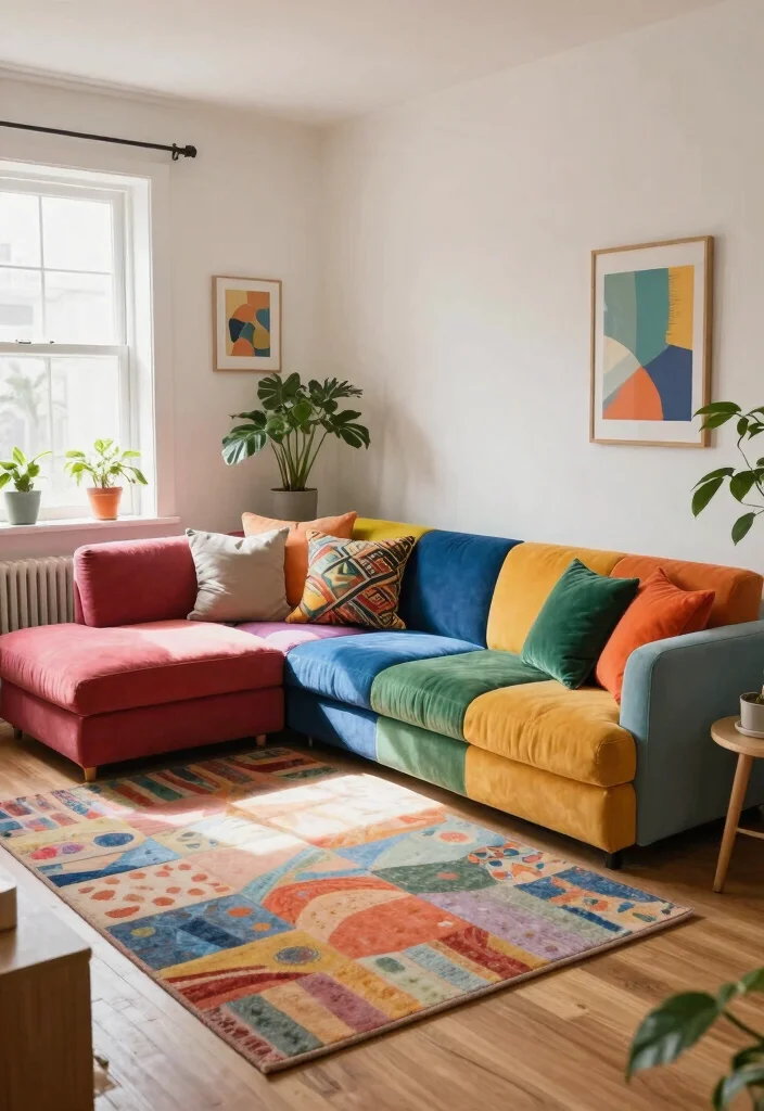 25 Modular Couch Ideas That Adapt to Your Living Room - 5. Colorful Modular Sofa Arrangements 1