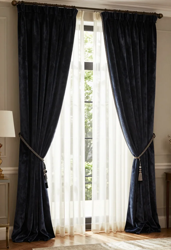 25 Perigold Living Room Ideas for a High-End Home Look - 13. Statement Curtains 1