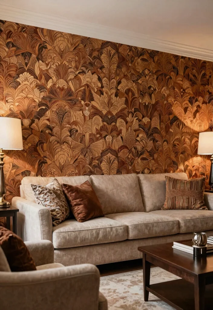 25 Perigold Living Room Ideas for a High-End Home Look - 16. Textured Wall Treatments 1