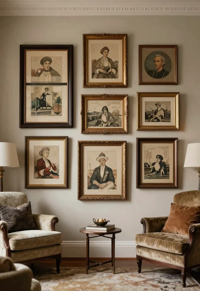 25 Perigold Living Room Ideas for a High-End Home Look - 9. Vintage Artwork 1