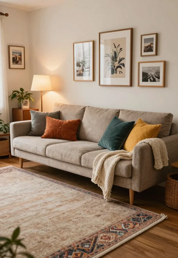 25 Retro Mid-Century Sofa Ideas for a Stylish Throwback Look - 19. Layering for Warmth: Cozy Compositions 1