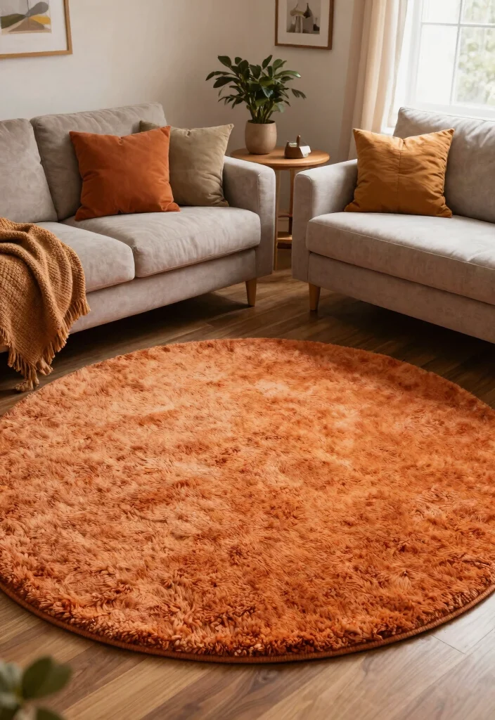 25 Round Rug Ideas That Instantly Refresh Your Living Room - 18. Soft Shag Rugs 1