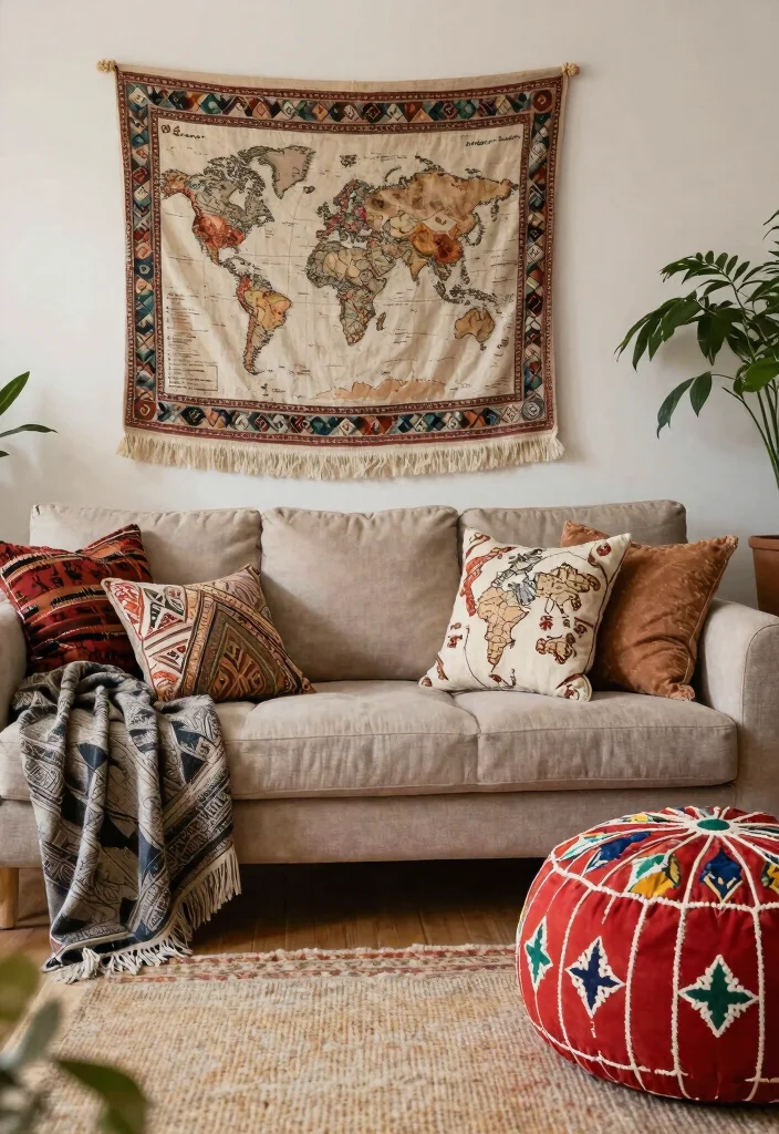 26 Big Cozy Couch Ideas for the Coziest Living Room - 20. Global Textiles 1