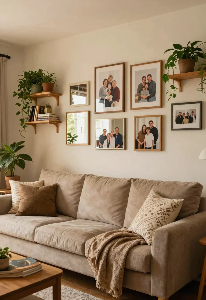26 Big Cozy Couch Ideas for the Coziest Living Room - 25. Wall Decor to Enhance Coziness 1