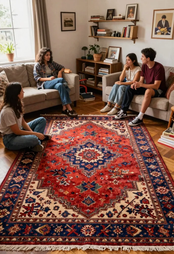 26 Colorful Vintage Rug Living Room Ideas You'll Love - 23. Vintage Rugs That Tell Stories 1