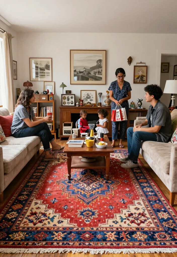 26 Colorful Vintage Rug Living Room Ideas You'll Love - 26. Vintage Rugs with Personal Touches 1